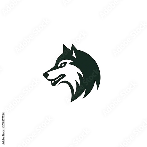 Wolf head silhouette profile view.