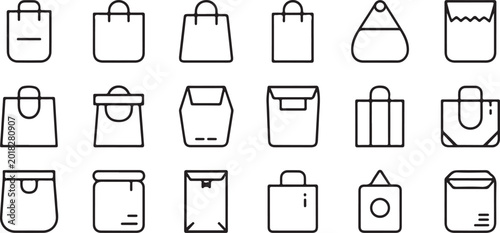 Tableau sur toile bag line icons outline glyphs tote purse backpack box