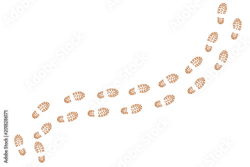 Quadro su tela footprints shoe sole tracking path on transparent background, Shoes trail track