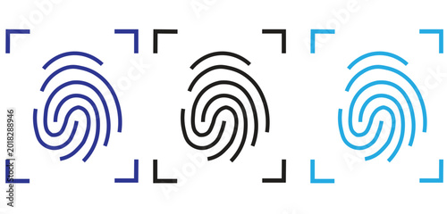 Canvastavla Biometric fingerprint scanning icons set, digital security identity verification