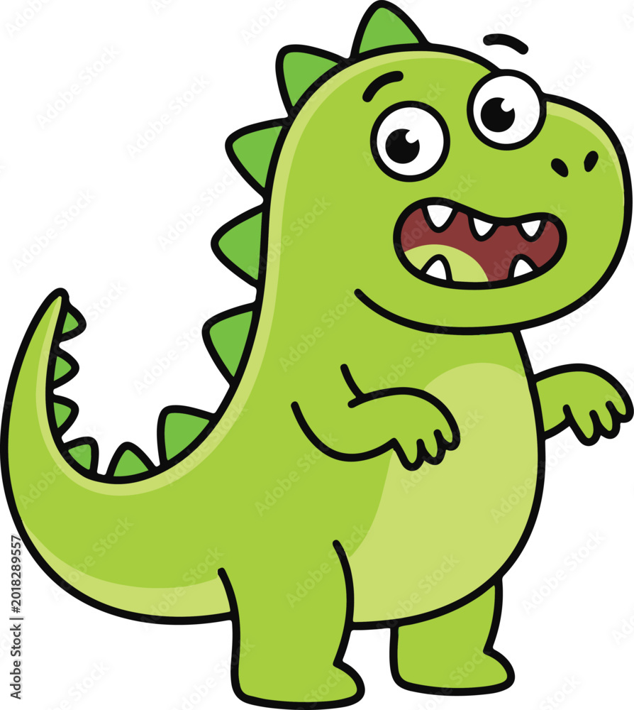 Fototapeta premium Happy Green Cartoon Dinosaur