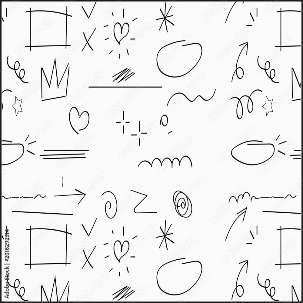 Fototapeta premium hand drawn line vector seamless pattern, school doodle vector illustration
