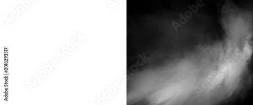 Bild auf Leinwand Atmospheric white smoke on black background, ethereal steam texture for overlay,