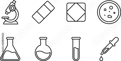 Fotografía Professional Science Laboratory and Chemistry Research Icon Set Featuring Micros