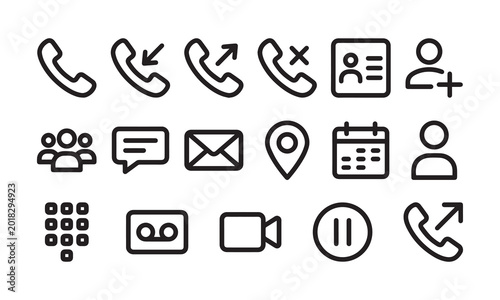 Bild auf Leinwand Set of communication and contact icons for professional business interface projects