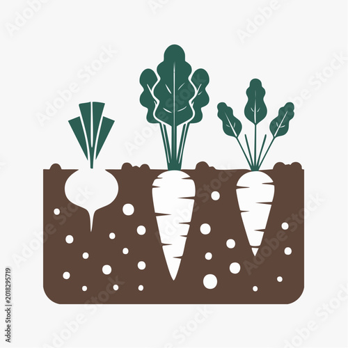 Root Vegetables Growing in Soil Icon