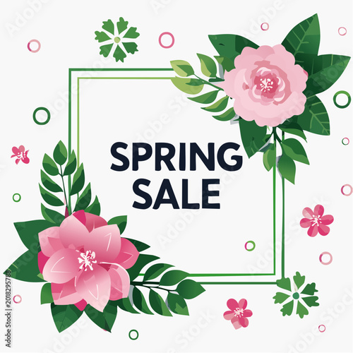 Spring Sale Announcement with Floral Decorations