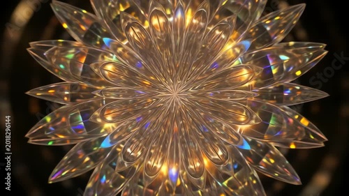 Abstract Crystal Flower Ornament Video.
