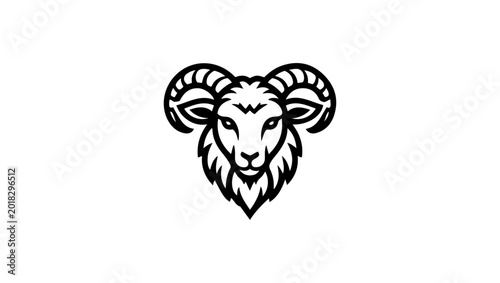 Mountain goat Vectors, Dramatic ram head in black and white with curly horns, Zodiac Aries (Ram) vector for logo or icon, Ram Tribal Tattoo Pro Vector, Ram Tribal Art Design Majestic Bighorn Sheep Ico