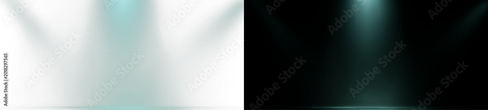 Fototapeta premium Glowing Green Spotlight Beams with Soft Light Rays and LED Stage Illumination for Music Concert Background