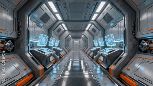 Futuristic spaceship corridor