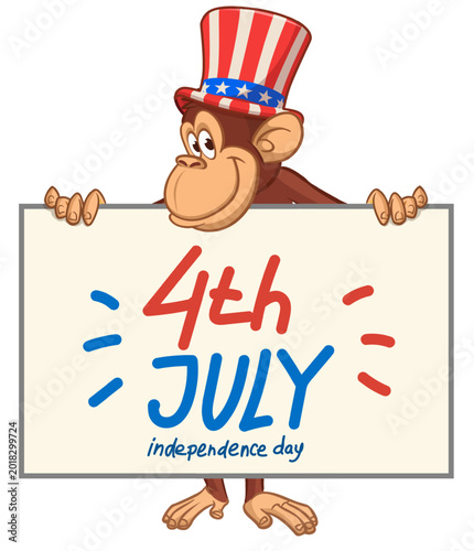 Photography Cartoon monkey chimpanzee holding white paper for menu or greetings