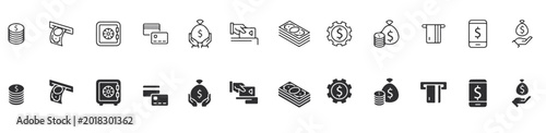 Foto Money icon set. Dollar and Euro symbol. Vector illustration.