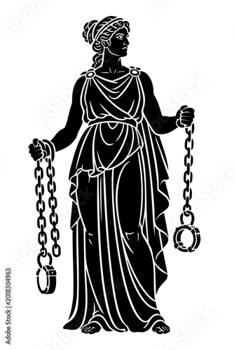 Tableau sur toile Ananke primordial Greek goddess of fate and inevitability holding symbolic chain
