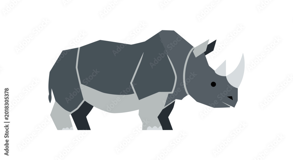 Fototapeta premium Rhinoceros in geometric shapes profile view.
