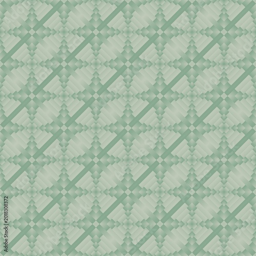 Matte green gradient background star like openwork geometric seamless pattern