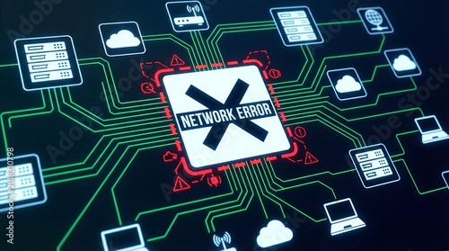 Digital Network Failure Concept with Error Message
