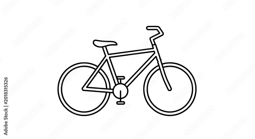 Fototapeta premium Simple Line Drawing of a Bicycle, Minimalist Icon, Vector Art, Clean Design