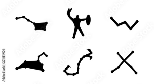 Bild auf Leinwand Ancient Petroglyph Symbols, Primitive Art Icons, Tribal Pictographs, Stylized Ca