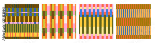 Geometric striped seamless patterns set. Endless geometry and grid design for...