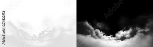 Foto Atmospheric White Cloudscape With Soft Transparent Mist and Fluffy Sky Elements,