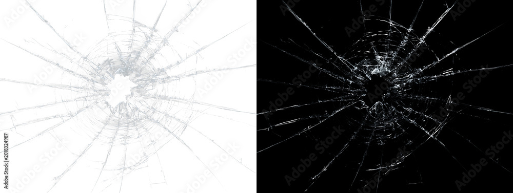 Obraz premium Realistic Crash Damage Background With White Fractured Windscreen Texture, Dramatic Smash Effect and Dangerous Impact Details for Accident and Crime Concepts