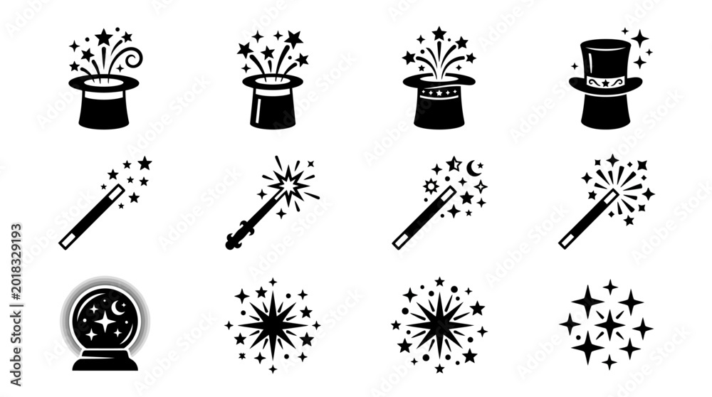 Fototapeta premium Set of Magic and Wizardry Vector Icons.