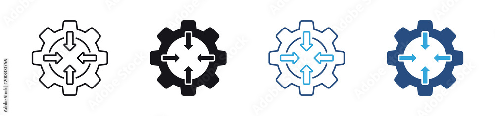 Obraz premium Process Integration Icon Set. Workflow synchronization and system management concept. Vector illustration.