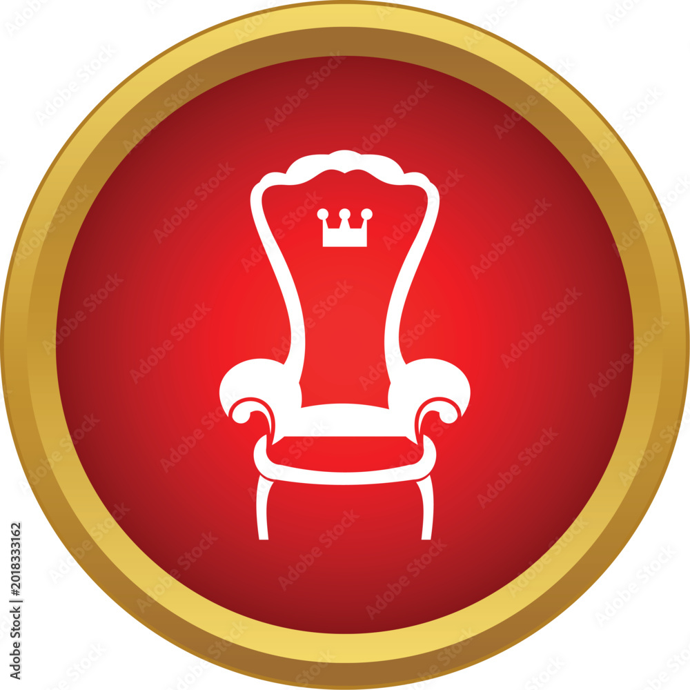 Fototapeta premium Royal throne chair icon in a red circle representing power and authority