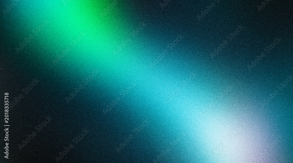 Obraz premium Abstract grainy gradient background with diagonal light beam in vibrant green, cyan, and blue colors