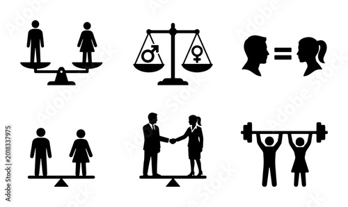 Tableau sur toile Gender Equality Icons Set, Diversity and Inclusion Symbols, Equal Rights and Fai