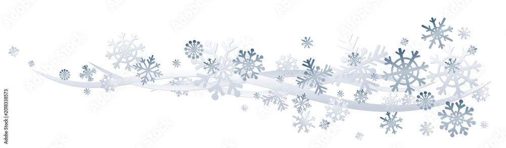 Fototapeta premium A winter blue background with the snowfall.