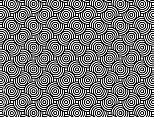 Abstract Black and White Overlapping Concentric Circles Pattern on Transparent Background