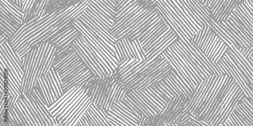 Schilderij op canvas Textured gray and white diagonal line pattern with a hand drawn feel lines