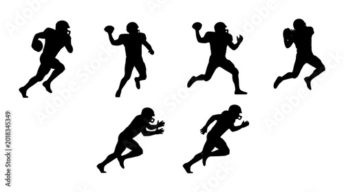 Foto American Football Player Silhouettes, Dynamic Action Poses, Sports Vector Graphi
