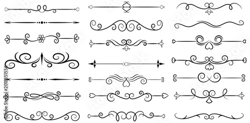 Bild auf Leinwand Elegant Ornamental Line Divider and Decorative Border Element Collection