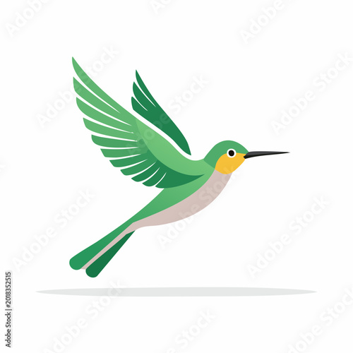 Stylized Green Hummingbird in Flight