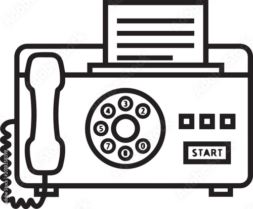 Obraz na płótnie Premium Black  White Fax Machine Vector Icon with Dial Tone Dialer Symbol Perfec