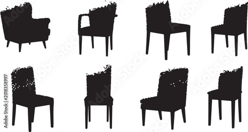 Collection of black chair silhouettes in various styles