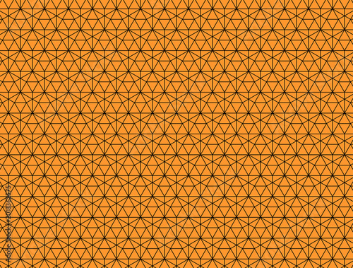 Abstract Seamless Geometric Wireframe Pattern in Black on Orange