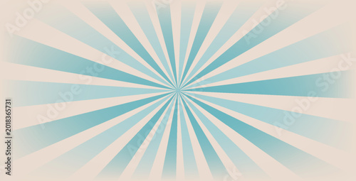 Sunlight wide retro faded background. Turquoise and beige color burst background. Fantasy Vector illustration. Magic Sun beam ray pattern background. Old paper. starburst wallpaper
