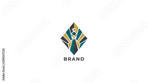 Free Download Abstract geometric design featuring a diamond shape with teal, gold, and dark blue accents, symbolizing innovation and modern branding - GFXLoad