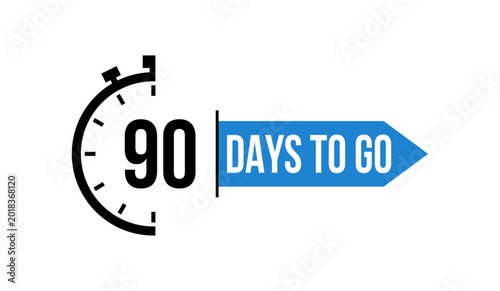 90 Days Blue Countdown Timer Icon Vector Illustration
