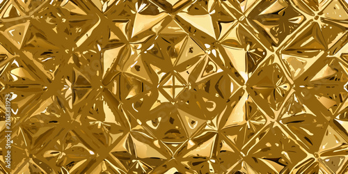 Fotografie golden crystalline texture abstract geometric pattern with metallic sheen