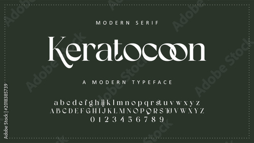 Modern Serif Font, Keratocoon Typeface, Alphabet Characters, Typography Design, Vector Text