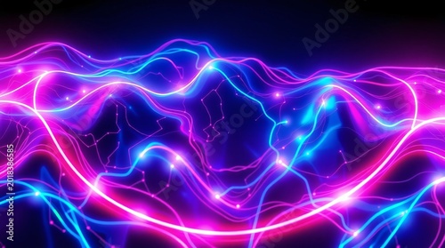 Futuristic Neon Holographic Foil Abstract Wallpaper with Bright Electric Texture