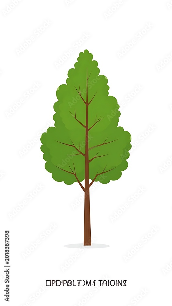 Fototapeta premium Illustration of a single green tree.