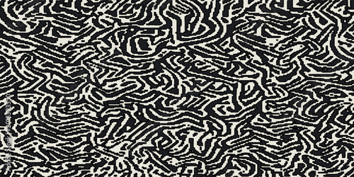 Schilderij op canvas Vector seamless black and white organic rounded maze lines pattern