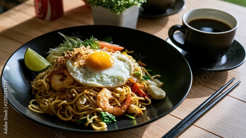 mie goreng, Indonesian street food style fried noodles