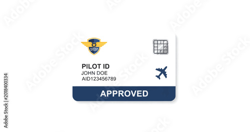 Pilot ID Approved Badge Aviation License Illustration Concept